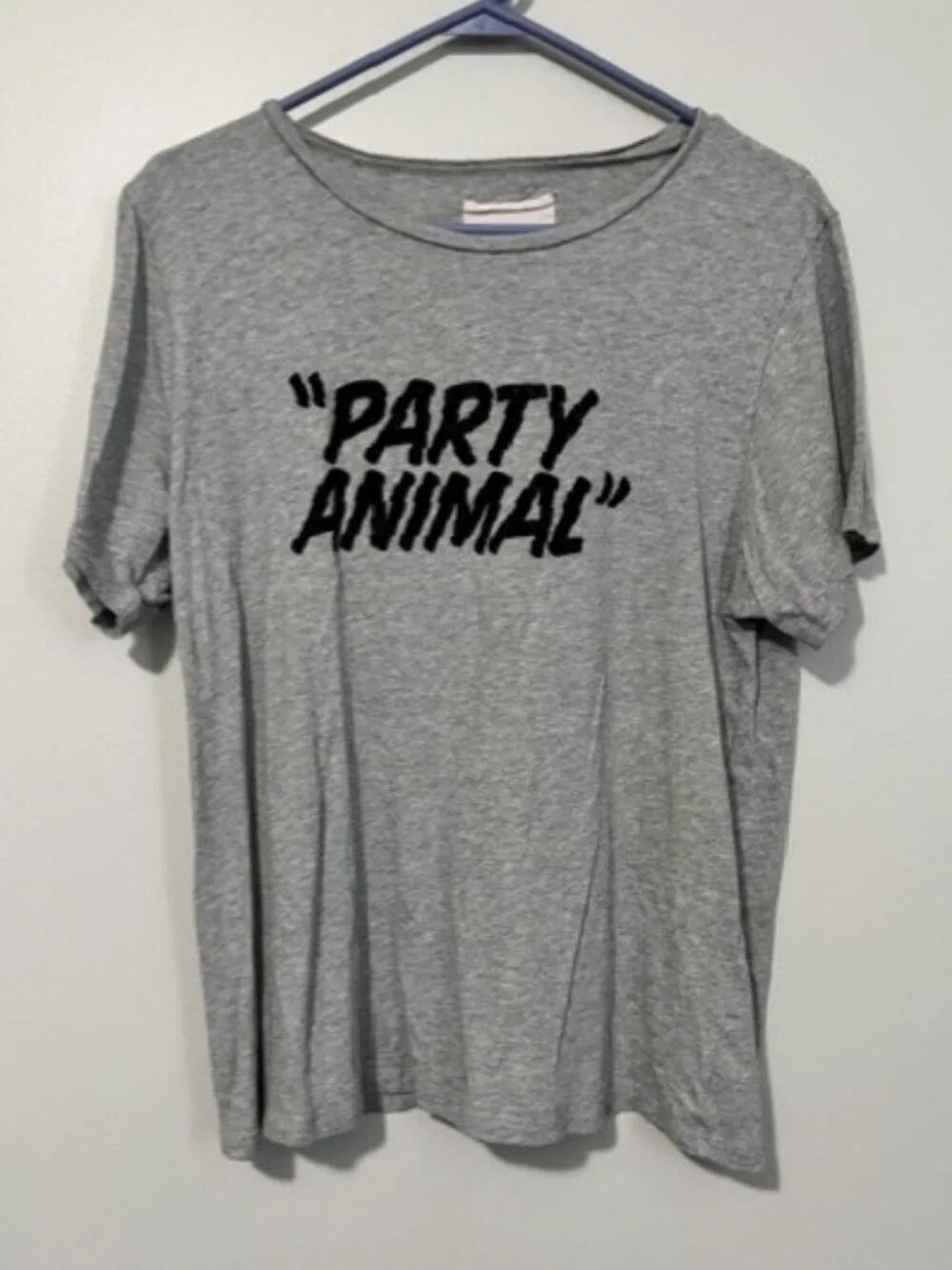 Woman's Bando Short Sleeve Party Animal T Shirt Color Grey/Black Size Medium